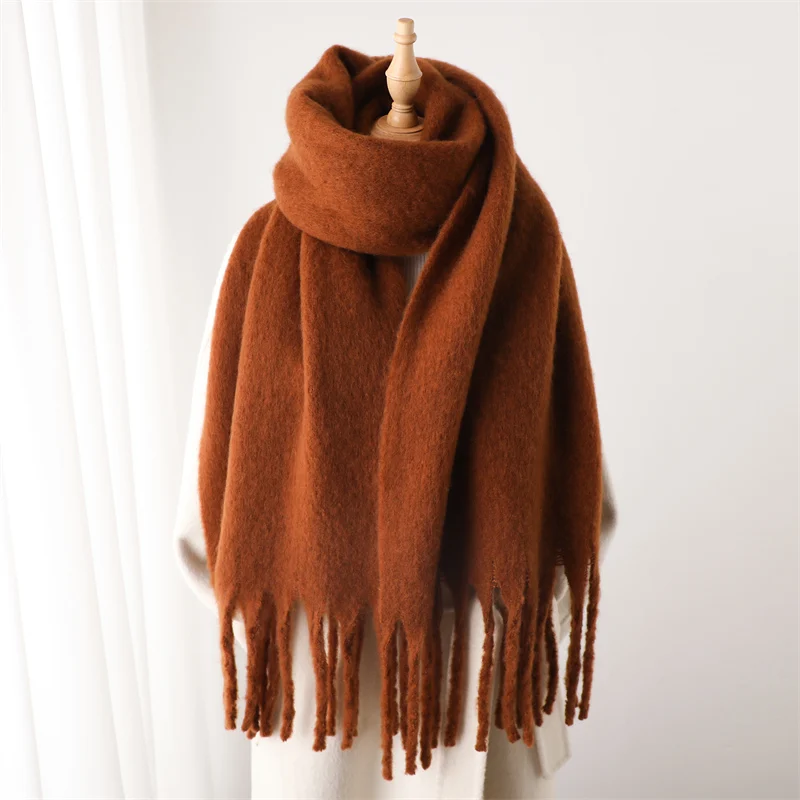 thumbnail image 1 of Bufanda de invierno para mujer, cachemira, cálida, sólida, pashmina, manta, envolturas para mujer, gruesa, suave, bufanda, chal con borlas grandes, poncho largo, echarpe, 1 of 5