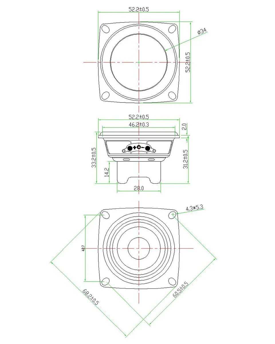 2 pcs Portable 2 Inch 4 Ohm 15W Speakers Full Range Mini 52MM Internal Sqaure Magnetic DIY Home Sound Theater Loudspeakers 6