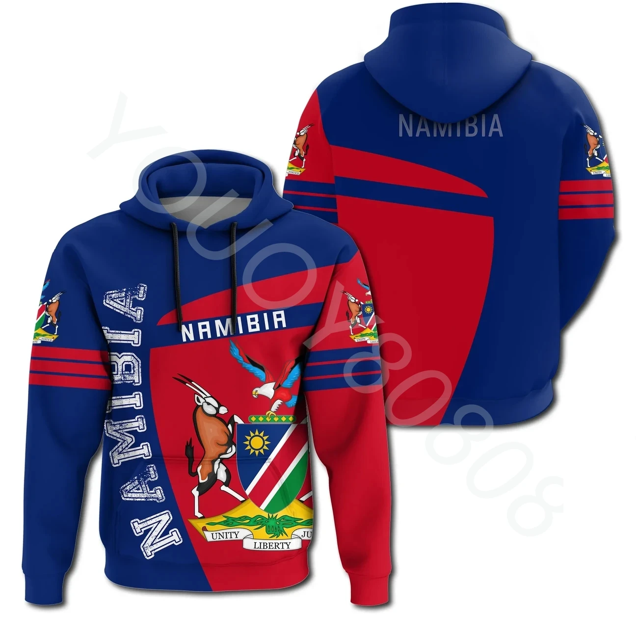 

African Region Country Zip Hoodie Namibia Hoodie Sports Premium Print Hoodie Men's Women's All Wear Casual Sweatshirts