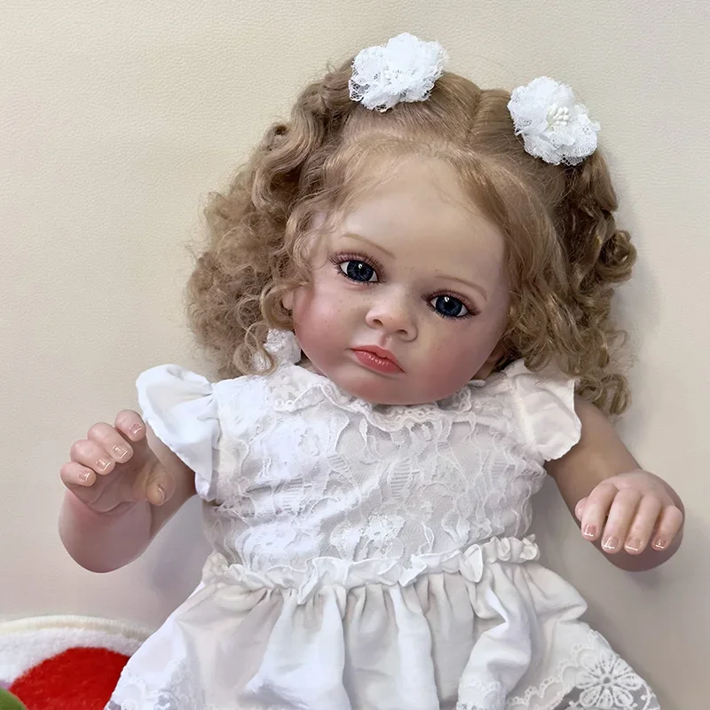 60Cm Bebes Reborns Tutti Reborn Dolls Bambola In Silicone Con Capelli Ricci Blone Realistico 3D Pelle Dipinta Giocattolo Di Alta Qualità Per Bambini