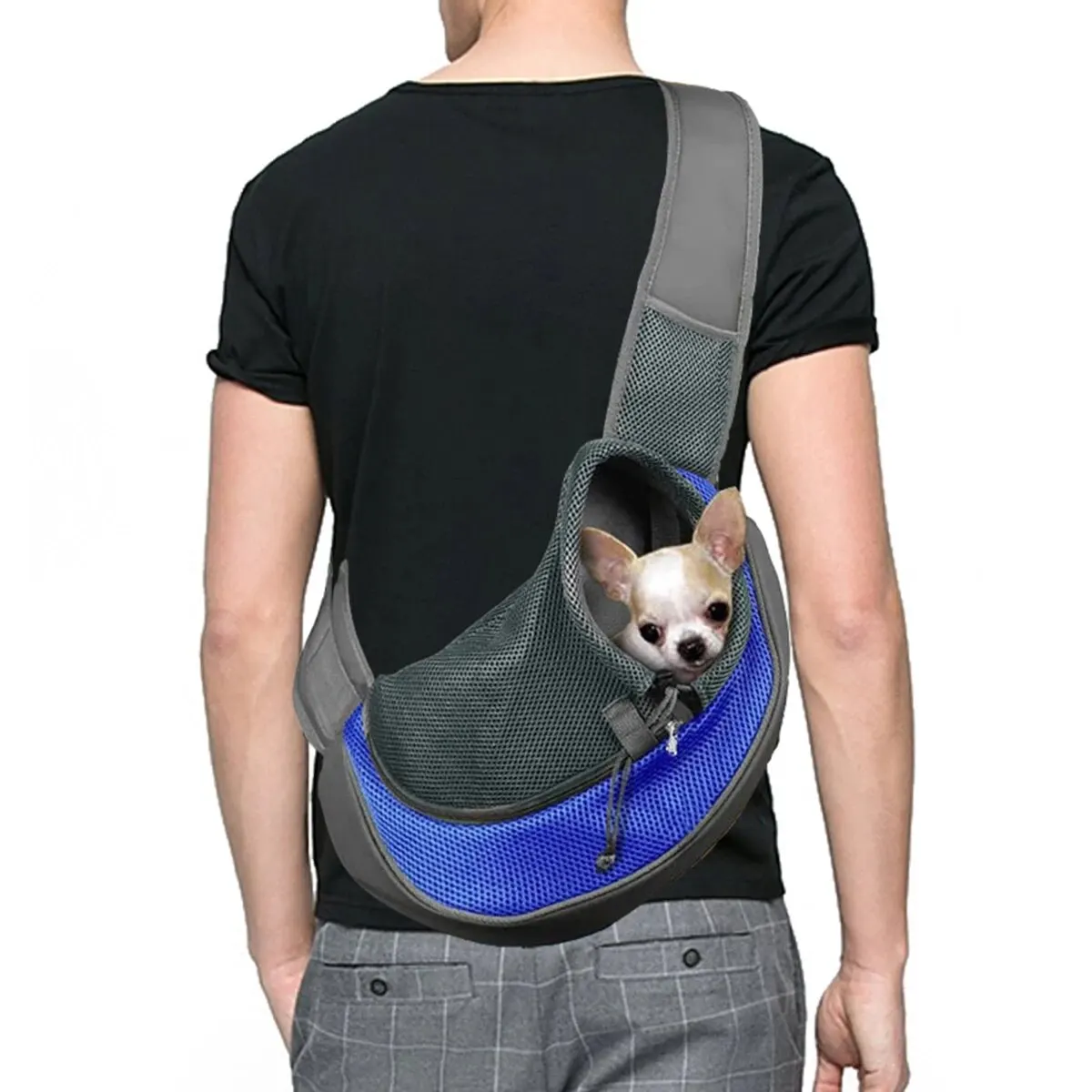 1 bolsa para mascotas, bolsa de viaje para gatos y perros, portátil, tipo bandolera, mochila de malla transpirable para mascotas
