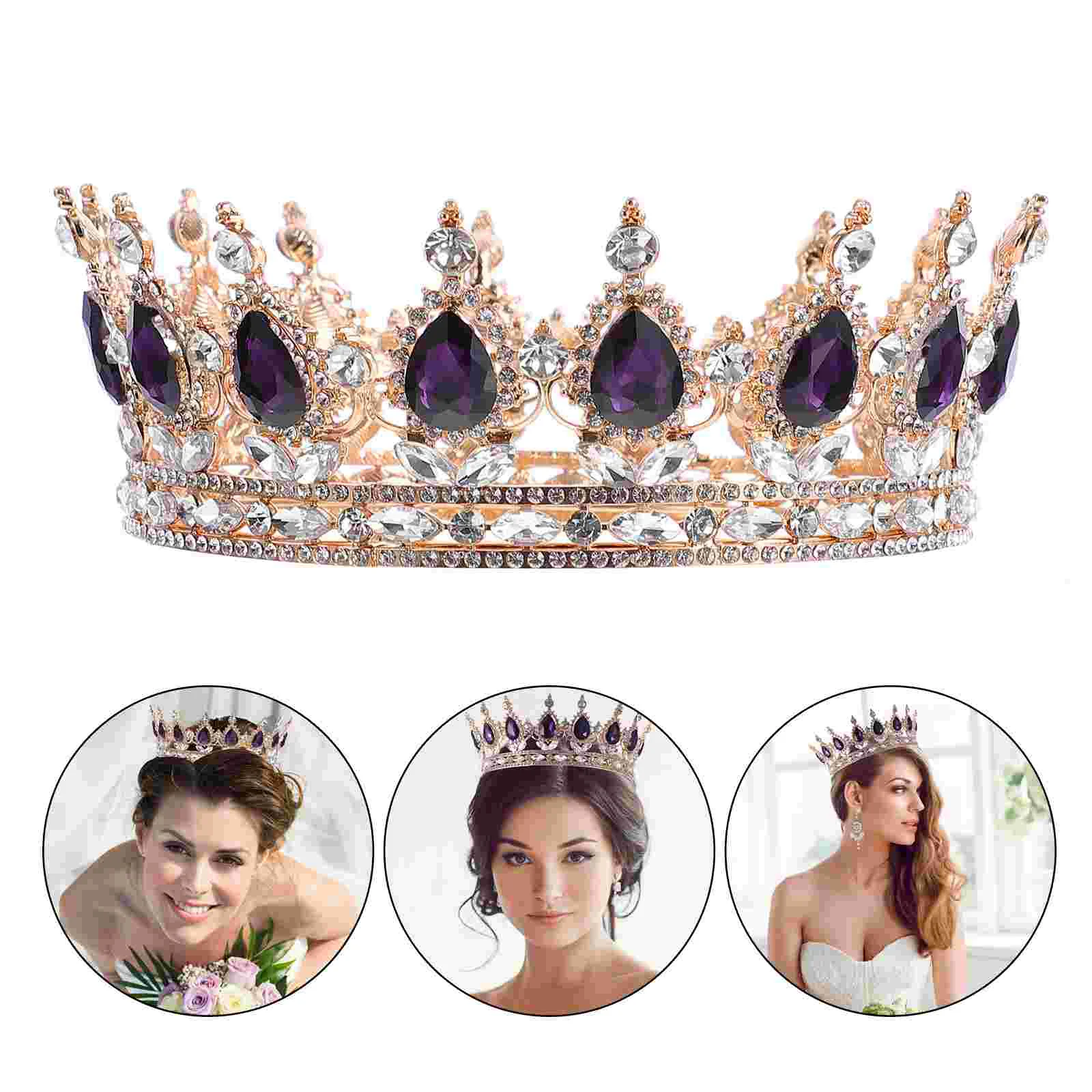 

Drop Diamond Crown Rhinestone Jewelry Wedding Accessories Bridal Hair Golden Tiara Alloy Headpieces Miss