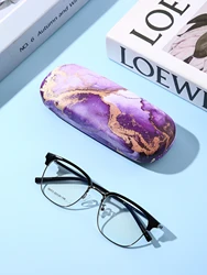 Chic Graffiti Ripple Print Fashion Glasses Case - Durable, Waterproof, and Portable Eyewear Holder (Purple)