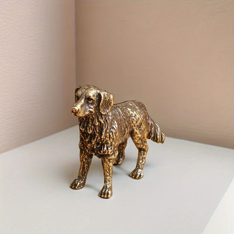 Lucky Shepherd Dog Messingfigur – Sternzeichen-inspirierte Schreibtischdekoration für Reichtum, Anziehung, Teehaustier und Heimdekoration