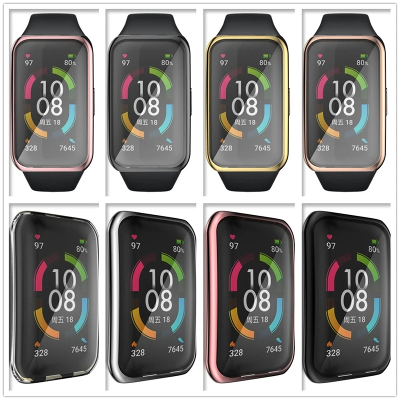 

H4GA для Band 7 Watch for Case Мягкий защитный чехол из ТПУ для Huawei Band 7 Защитные чехлы для всего экрана Рамка Бампер для