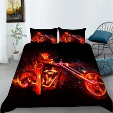 

European Pattern Hot Sale Bed Linen Soft Bedding Set 3d Digital Fire Skull Printing 2/3pcs Duvet Cover Set ES/DE/EU/US Size
