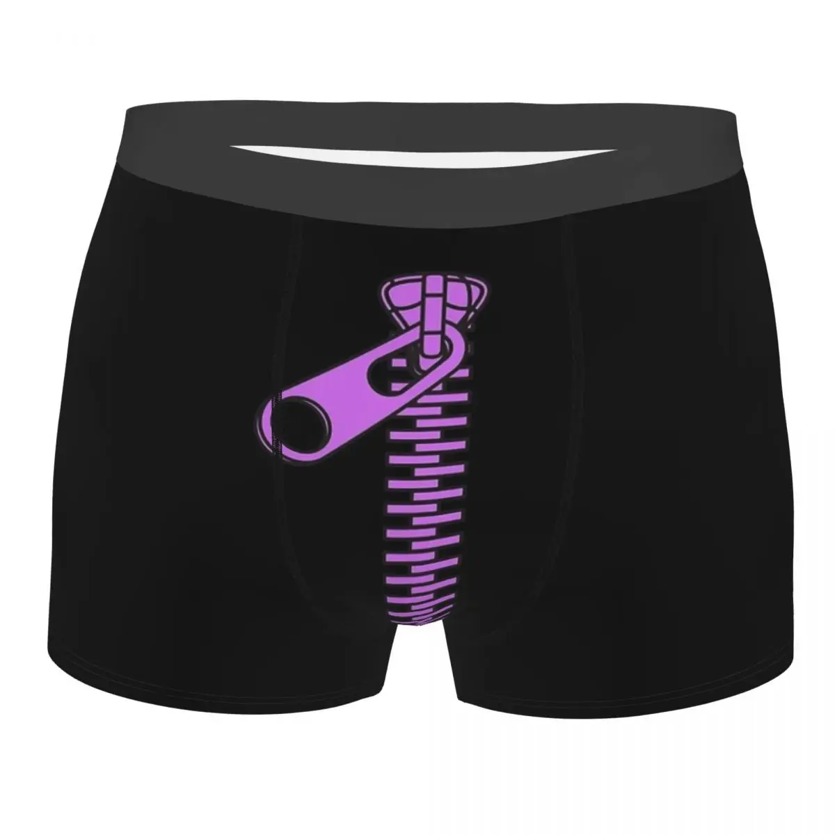 

Zipper Creative Interesting Design Purple Zip Your Mouth Face Underpants Cotton Panties Male Underwear Print Shorts Boxer Briefs