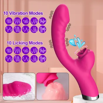 Tongue Licking Vibrator 2 In 1 Adult Women Sex Toys Dildos Vibrators Clitoris Stimulator With 20 Speeds Vibrators Sex Product 3