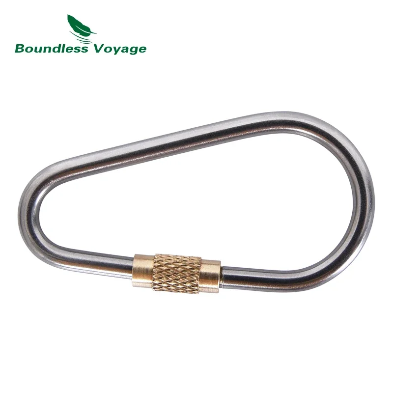 Boundless Voyage 티타늄 카라비너 클립, 나사 캡 포함, 야외 키체인 버클 후크, 다기능 등산 액세서리