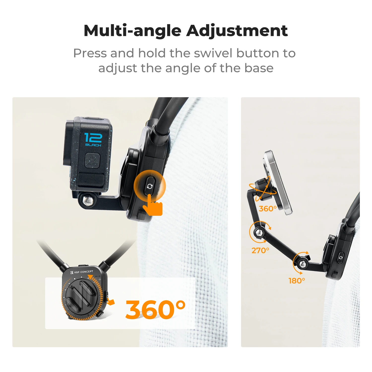 K&F Concept Magnetic Neck Phones Mount for Recording POV/Vlog Video Filming Magnetic Phone Chest Mount for GoPro DJI Neck Holder
