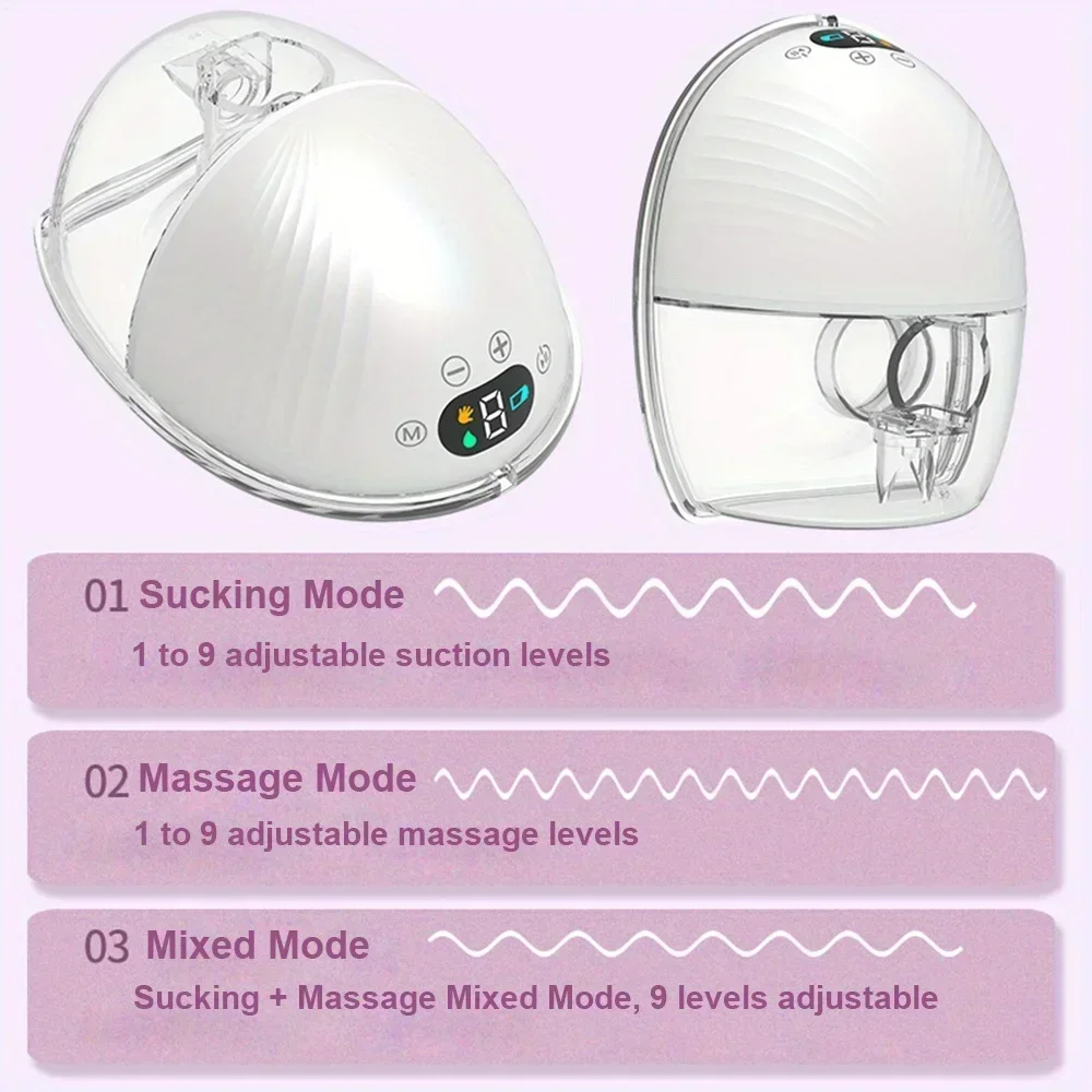 Electric Breast Pump Hands-free Milking Machine Portable High Suction Intelligent Integrated Silent Automatic Breast Pump