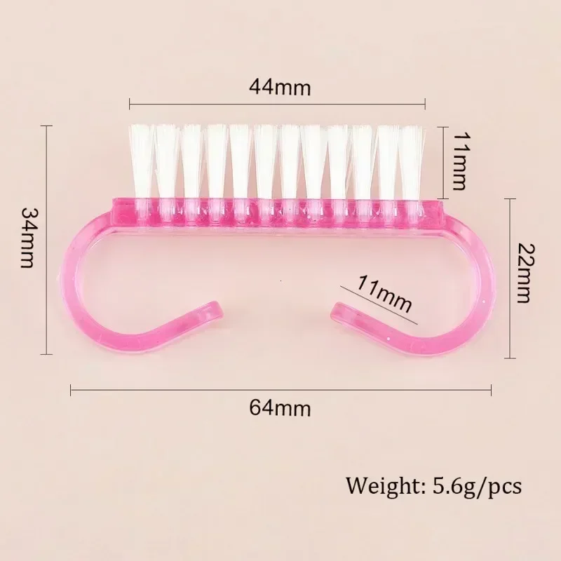 50/5Pcs Plastic Nail Brushes Mix Color Nail Hand Scrubbing Cleaning Brush Dust Cleaner Nail Art Manicure Soft Remover Tools 6