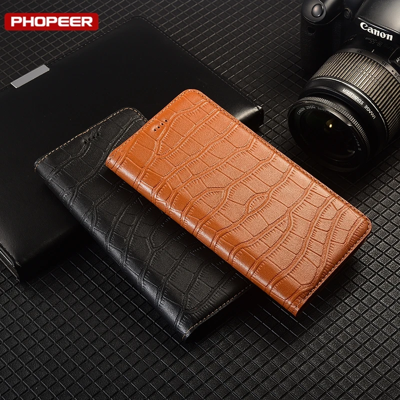 Premium Genuine Leather Magnetic Wallet Phone Case with Flip Slot