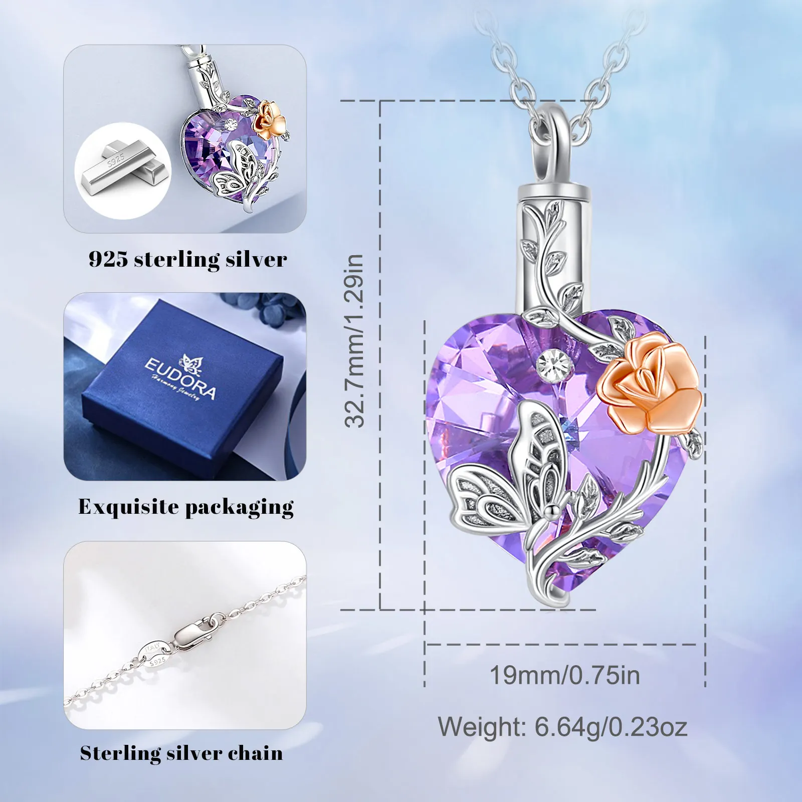 Collana Con Urna a Forma Di Albero Della Vita, in Argento Sterling 925