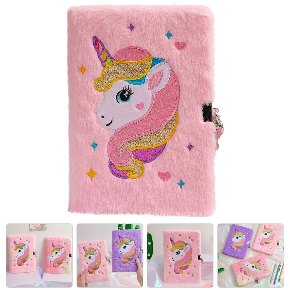 

Unicorn Notebook Adorable Plush Lockable for Kids Notebooks Girls Office Decor with Fluffy Diary