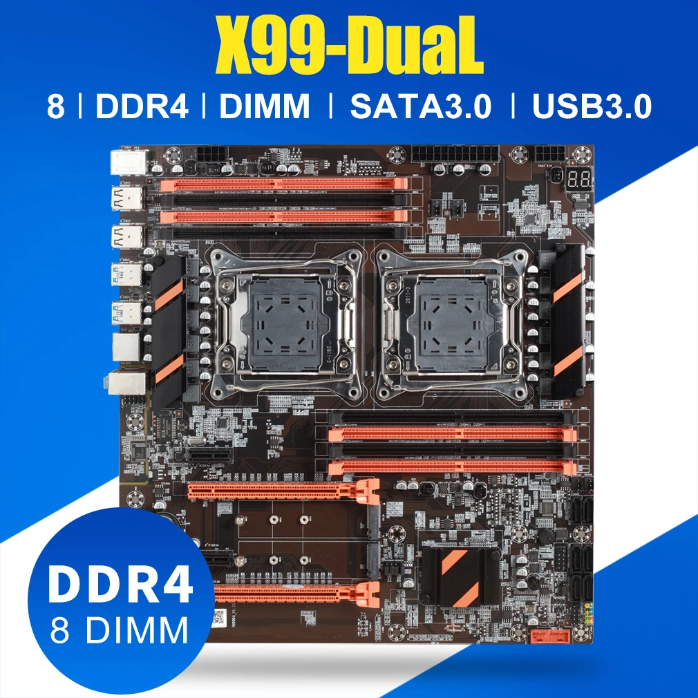 X99 Dual CPU Motherboard LGA 2011 v3 E-ATX USB3.0 SATA3 With Dual Xeon ...