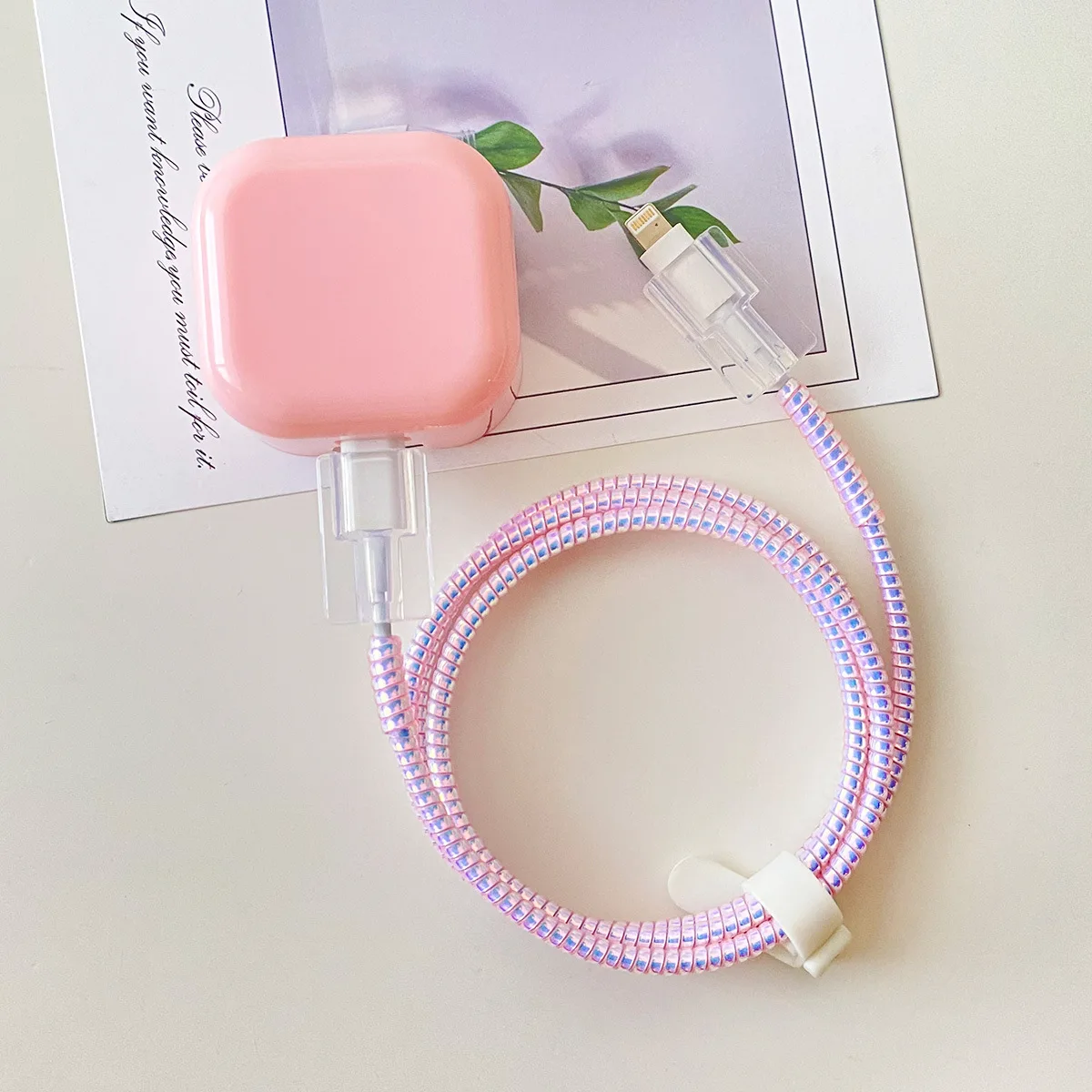 Vibrant Macaron Tone Cable Protector Set for USB Charger and Cord Management