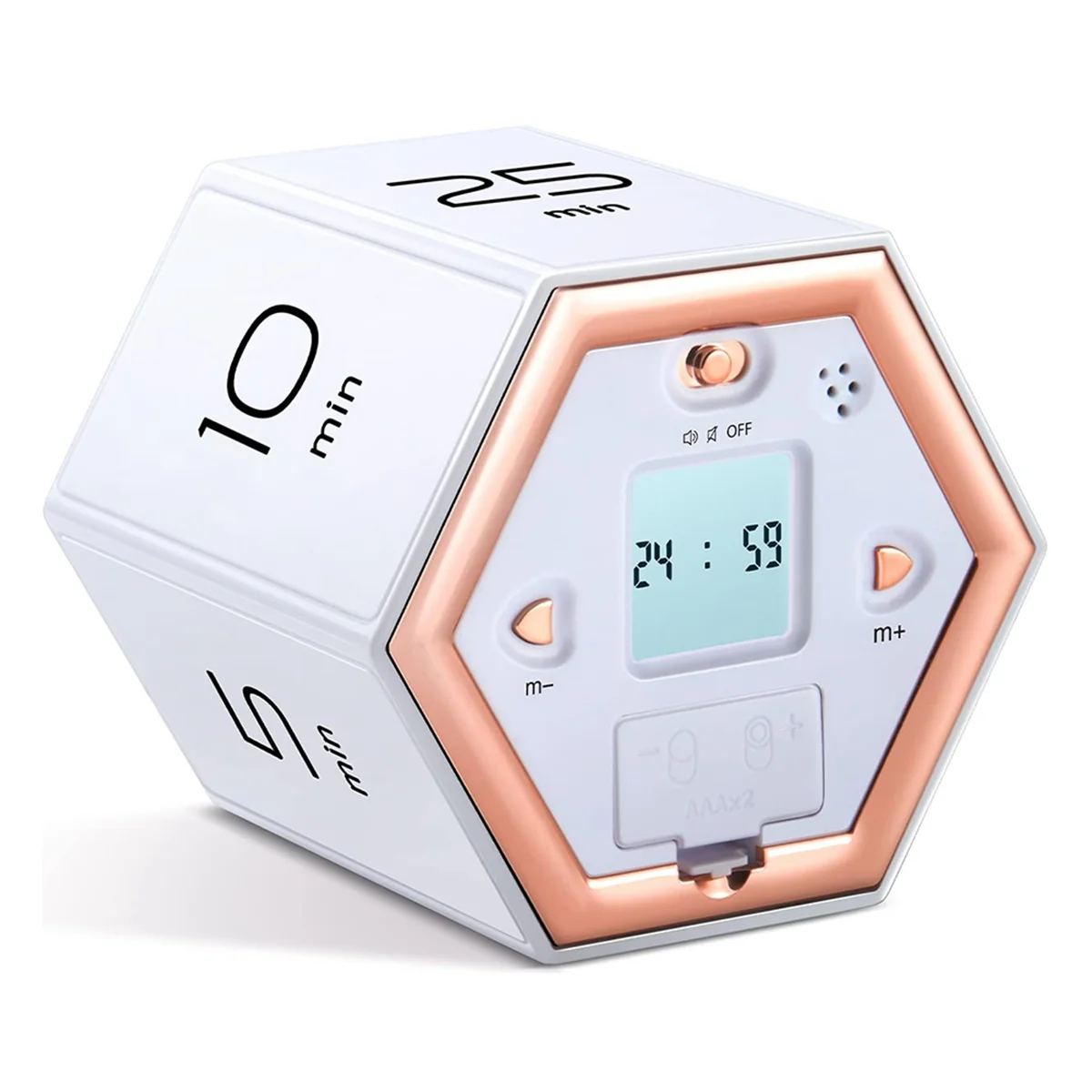 

Hexagon Flip Timer with Mute & Alarm Function- Kitchen Timer Easy to Use -Time Management Pomodoro Timer for Kids White