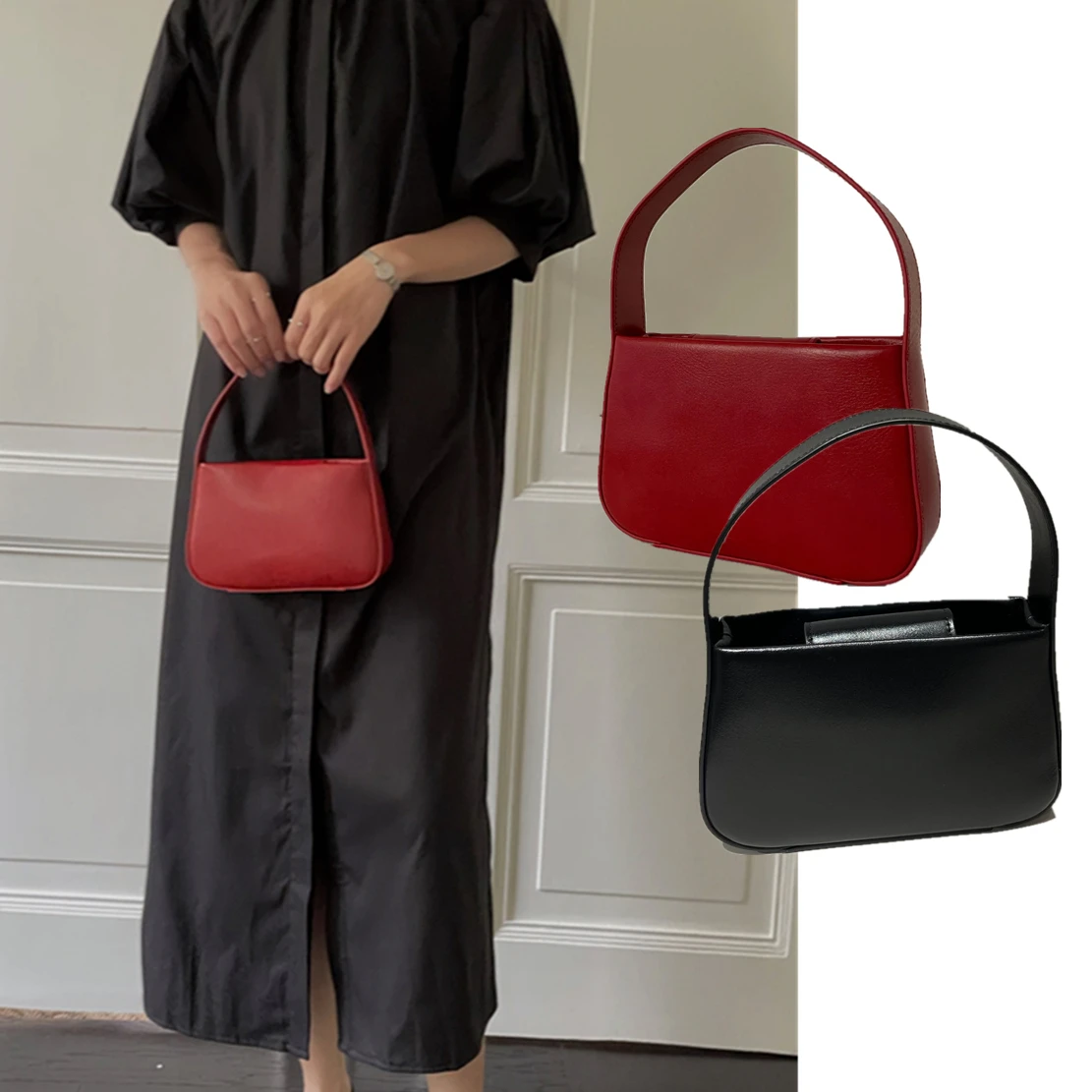 maxdutti-cowhide-design-niche-handbag-vintage-small-bag-nordic-minimalist-leather-women's-bag