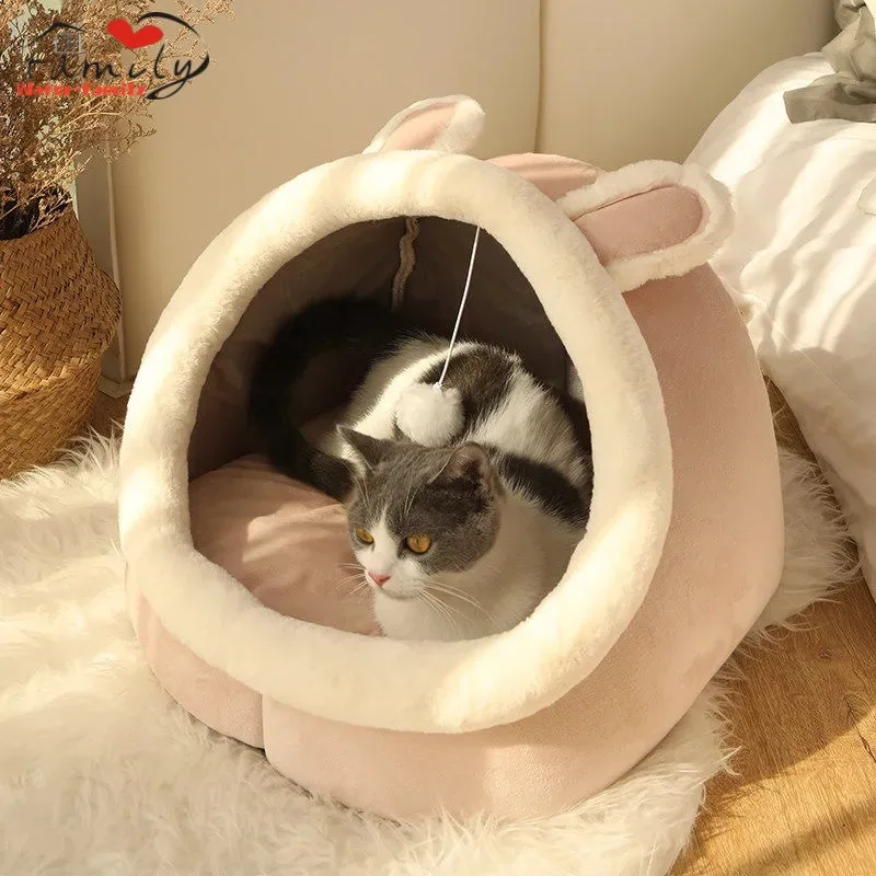 

Cute Comfort Cat Bed Washable Cave Mat for Small Plush Dogs with Removable Bed for Cat and House Decor Winter Warm Sleeping 1Pc