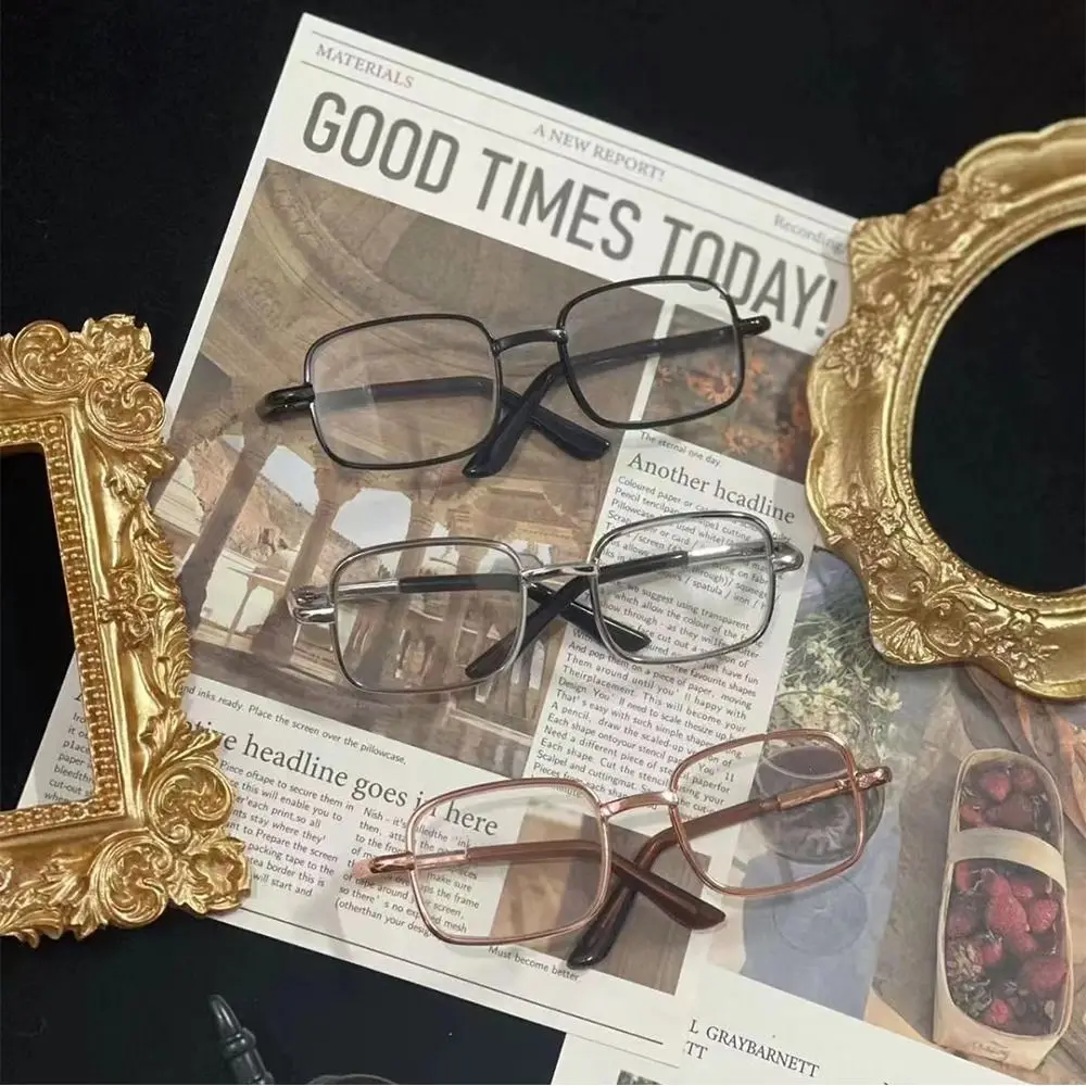 Metal Glasses Square Frame Photo Prop for Dolls