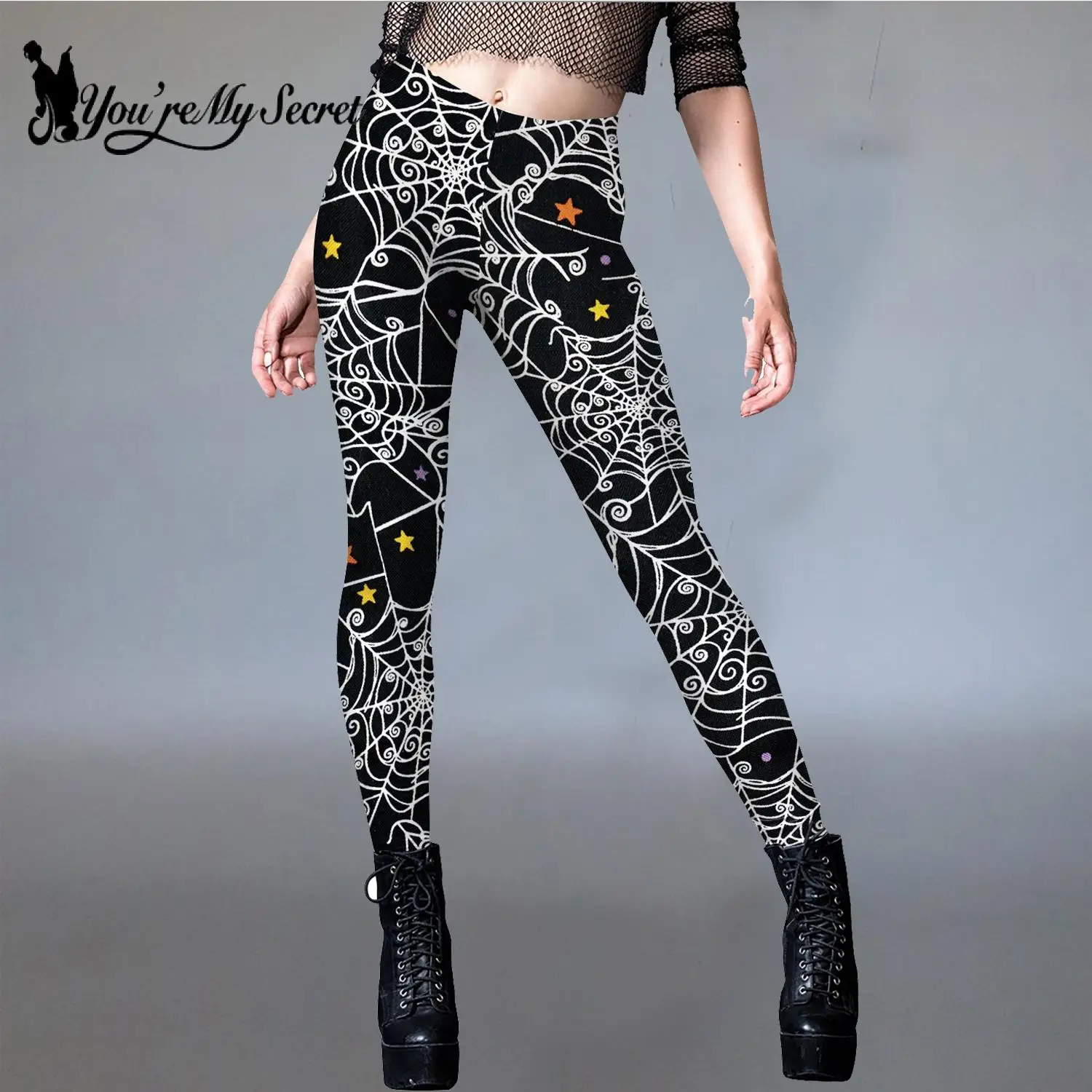 

[You're My Secret] New Halloween 12% Spandex Skull Digital 3D Print Adult Woman Sexy Stretch Pant Slim High Waist Leggings