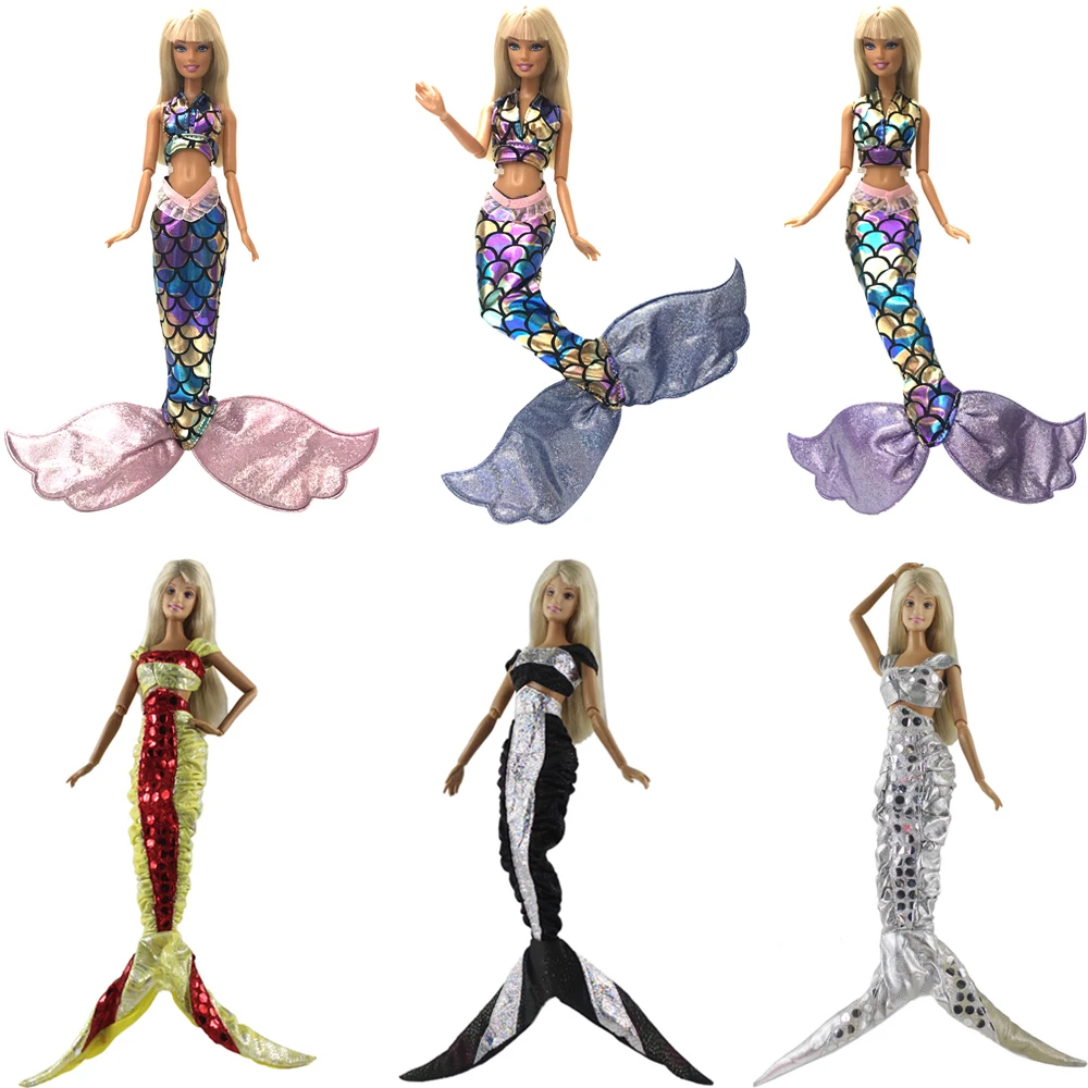 Mix Style  Fairy Tale  Dress Handmade Clothes   Party Mermaid Tail Gown Skirt Tops Cosplay Outfit for Barbie Doll Accessories JJ