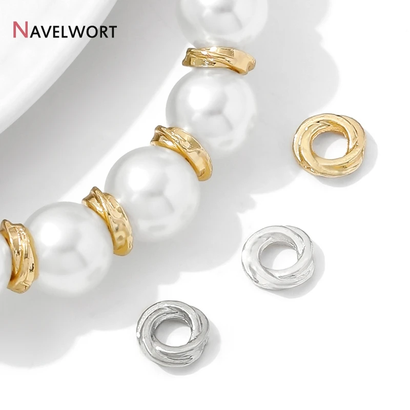 perles pour bracelet, Perles d'espacement torsadées en laiton plaqué or 14K, séparateur pour perles, perles torsadées en métal pour la fabrication de bijoux, fournitures, accessoires de bricolage