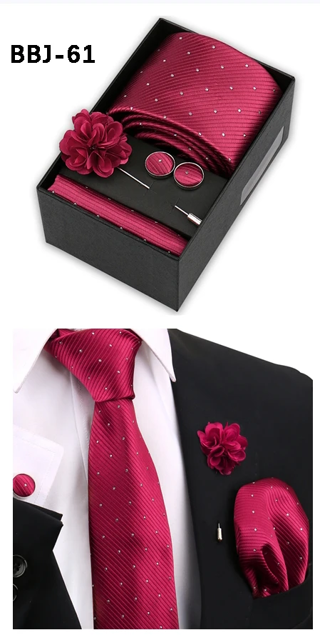 Marke Design Krawatte Taschentuch Manschettenknopf Clip Set Für Männer Seide Krawatte Urlaub Geschenk Box Blau Gold Anzug Zubehör Hochzeit Gravata – Detail 31