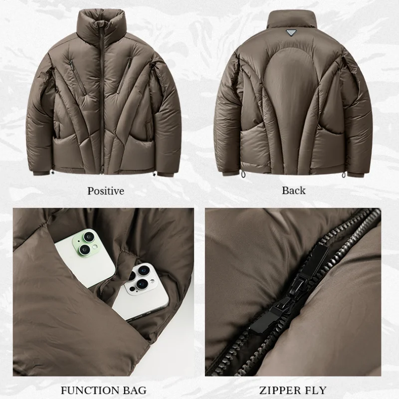 Deconstructive Desigh Winter Jacket For Men Tactical Function Techwear Style High Street Thick Down Coat