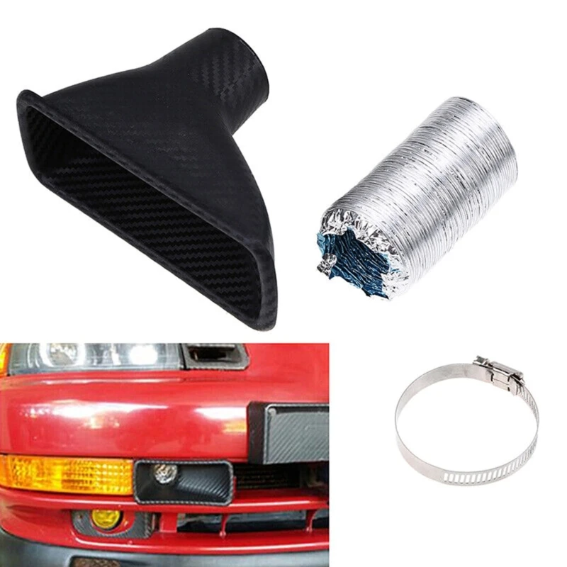 Air Intake Kit Car Front Bumper Turbo Air Intake Pipe Funnel Kit Carbon Fiber Style Auto Replacement Accessories
