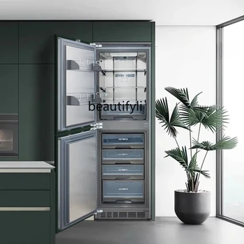 Fully embedded refrigerator cabinet door integrated all 304 stainless steel liner hidden household 280 liters