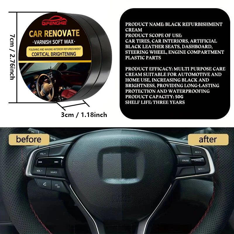 plastic restorer QIFENGHE Crystal Clear Car Plastic Restorer Auto Interior & Panel Renewal Wax Coating Agent Car Wax Polish