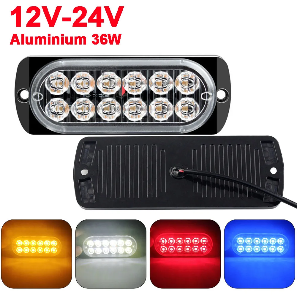 12led Car Strobe Warning Light Grill Flashing Breakdown Emergency Light 36w 6500k Car Truck