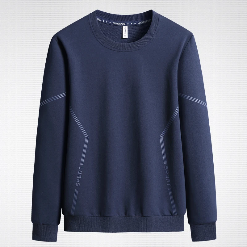 Spring Autumn Men's Pullover Round Neck Solid Stripe Letter Printing Lantern Long Sleeve T-shirt Hoodies Fashion Casual Tops