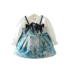 Ensemble 2 pièces chemise et robe de plage violette pour filles, vêtements de printemps et d'automne, robe longue de princesse pour enfants
