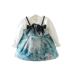 Primavera outono meninas roupas camisa + violeta estilingue praia vestido 2pc terno menina vestidos longos crianças vestido de princesa meninas roupas dos miúdos