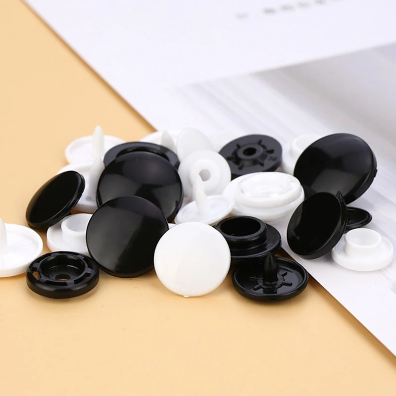 Versatile Black and White Plastic Snap Fasteners for Garments and Home Textiles