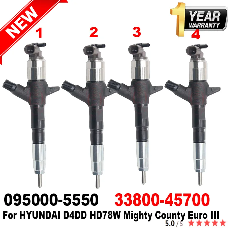 

4PCS Common Rail Diesel Injector 095000-5550 33800-45700 095000-8310 FOR HYUNDAI MIGHTY COUNTY HD78 3.9D ENGINE