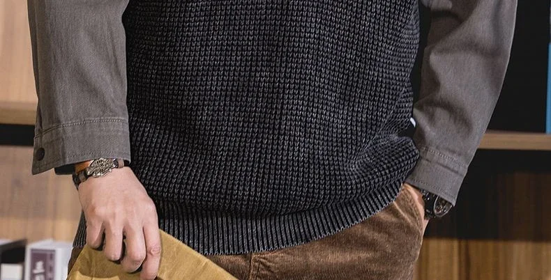 Description Picture 5 of itemKnit Sweater Male Coat Aesthetic Men's Clothing V Neck Jacket Waistcoat Vest Sleeveless Y2k Vintage Motorcycle A Plus Size Old X