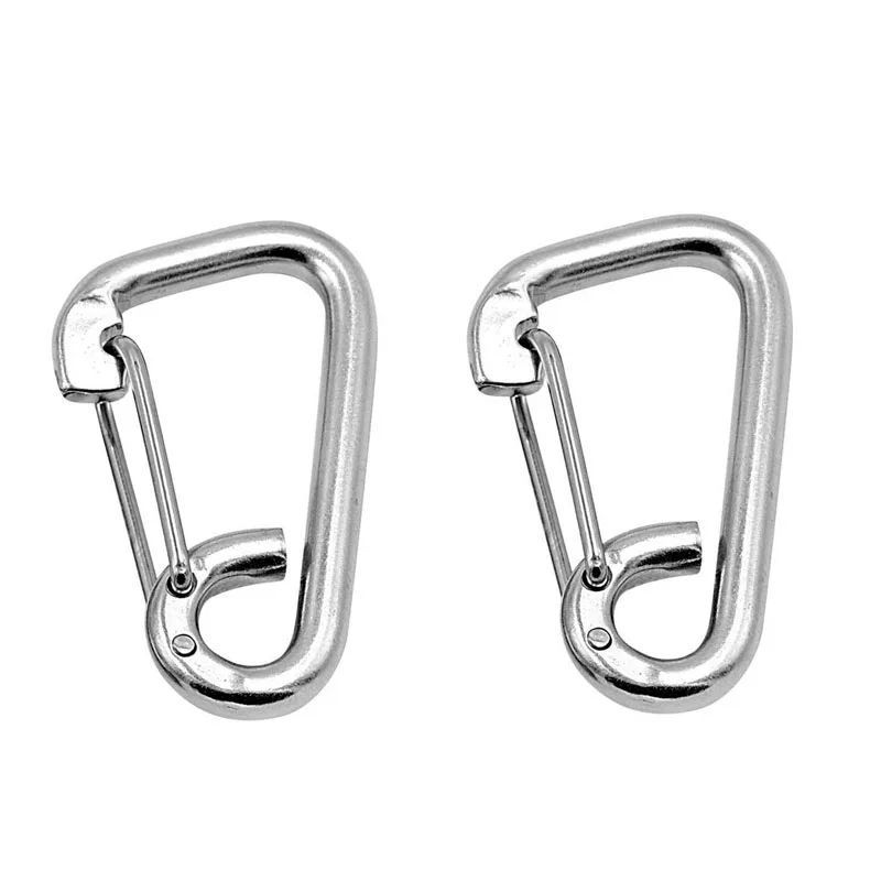 2Pcs 6*60mm Stainless Steel Egg Spring Snap Hook Clips Quick Link Carabiner Rock Climbing Buckle Eye Hardware Ring 2pcs boat 8x80mm 304 stainless steel outdoor pet carabiner diving with ring quick released opening snap safe spring hook shackl