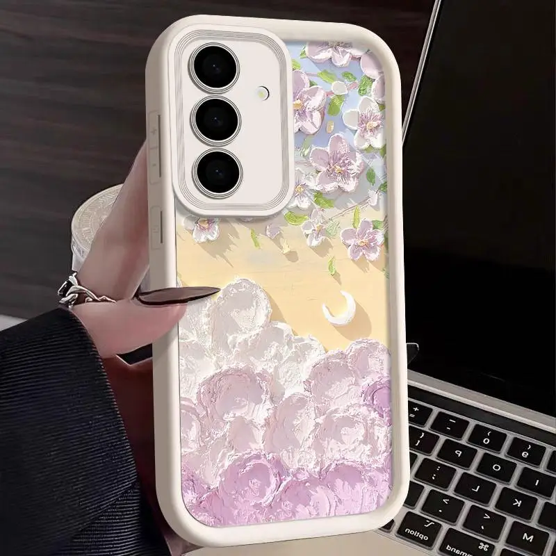 Charming Lotus Flower Oil Painting Silicone Phone Case