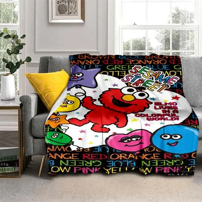 3D Print S-Sesame Street cartoon  Flannel Throw Blanket,Multi-purpose Holiday Gift Blanket Warm And Soft Blankets All Seasons 5