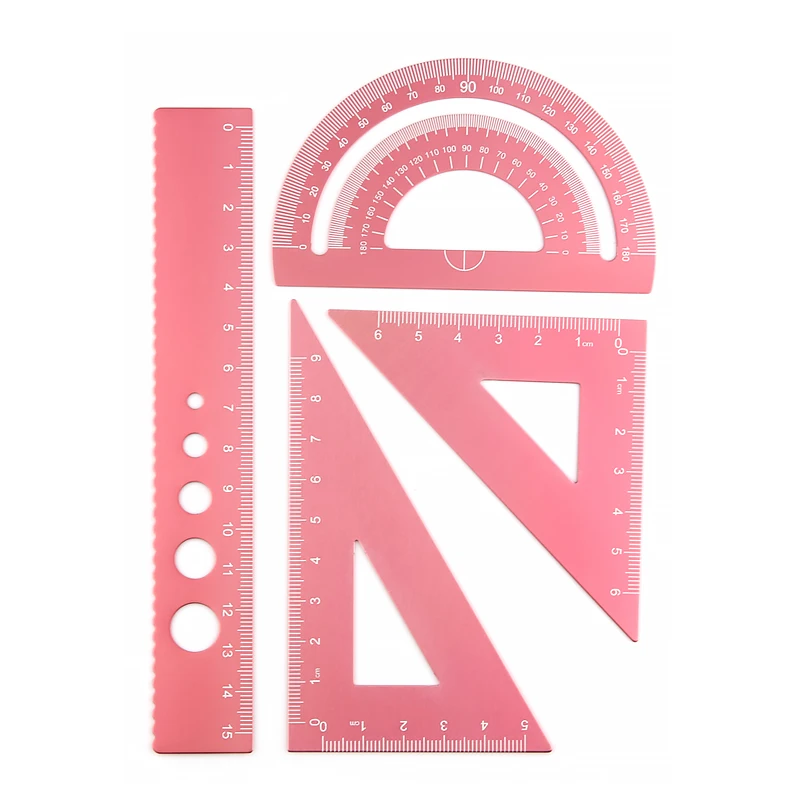 Measuring Tools 4 in 1 Metal Ruler Aluminum Alloy Angle Ruler Protractor Triangle Multifunctional Set Square Goniometer