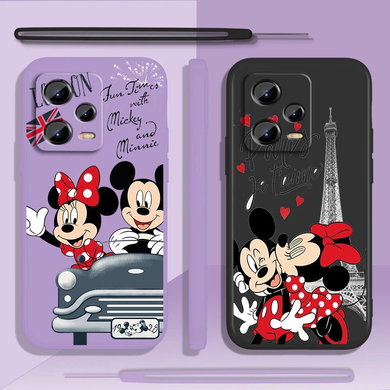 Cartoon Mickey London Liquid Rope Per Xiaomi Redmi Note 13 12 12S 12R 11 11T 11S 10 10S 9 Pro Plus 5G Tpu Phone Case