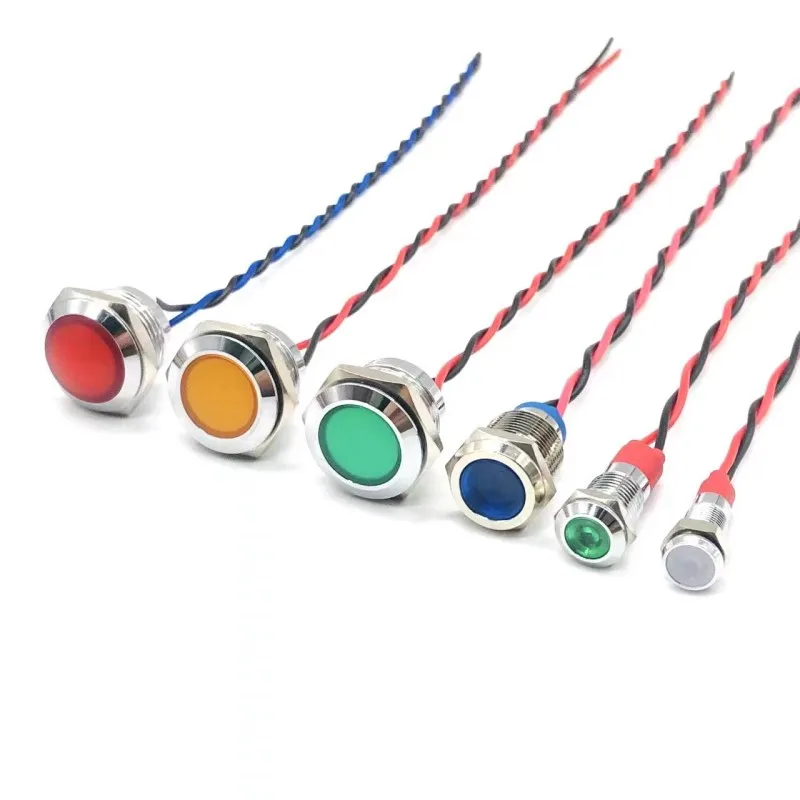 Description Picture 3 of item6/8/10/12/16/19/22MM LED Metal Indicator Light Waterproof Signal Light With Wire 3V 5V6V12V 24V 220V Red/Yellow/Blue/Green/White