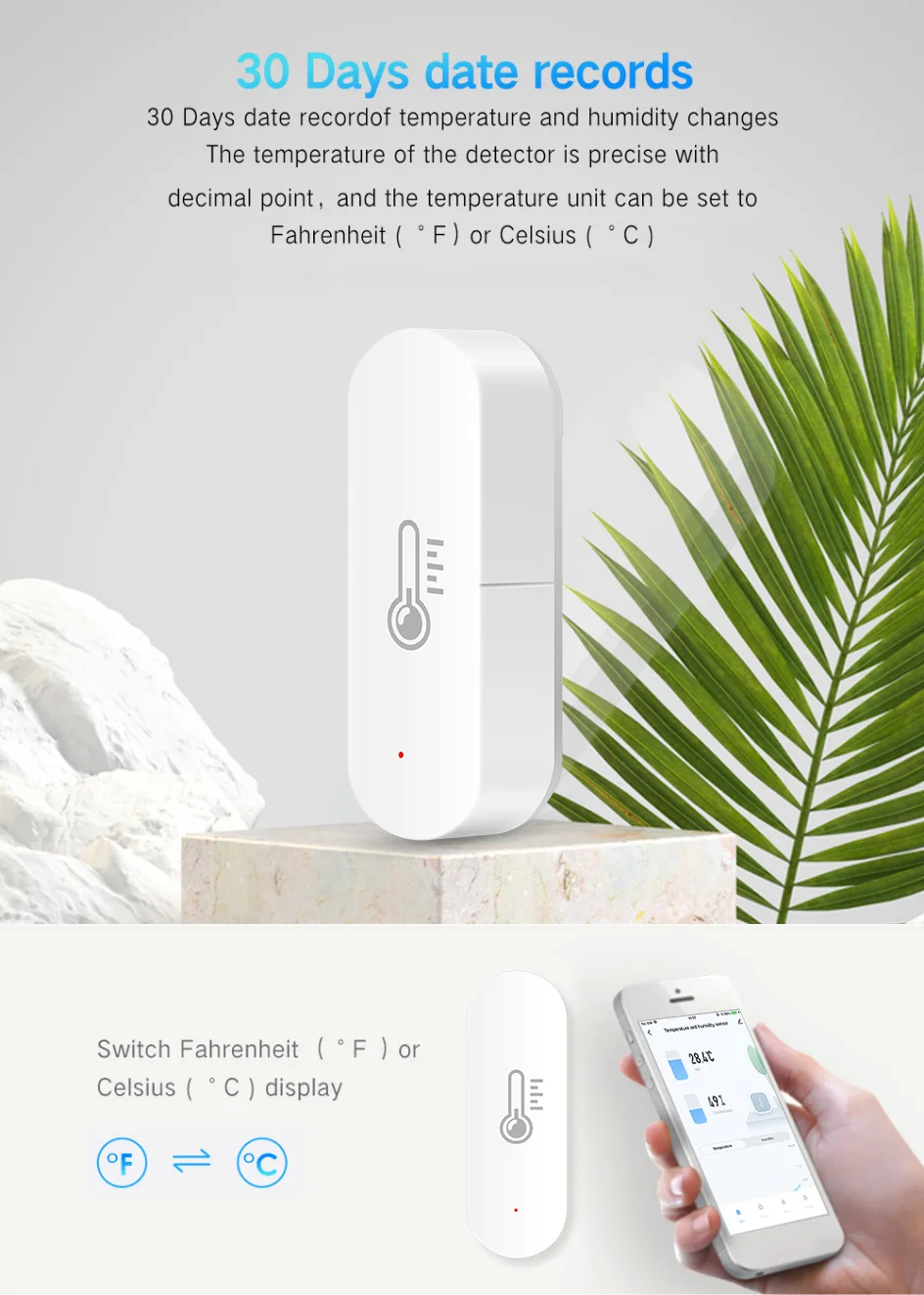 Tuya Zigbee Smart Temperature And Humidity Sensor APP Remote Monitor For Smart H
