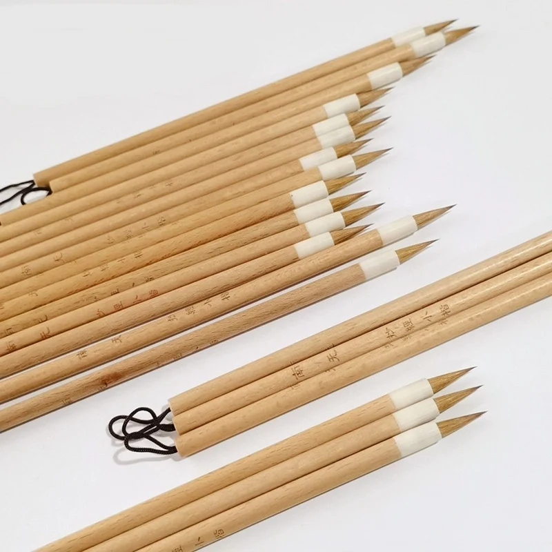 Handmade Calligraphy brush paint brush 5PCS Pens Wooden Handle Weasel Hair Chinese Painting Brush Xiaokai Regular Script Writing
