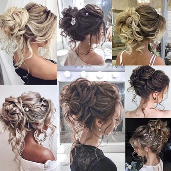 MSTN Synthetic Chignon Messy Curly Claw Hair Bun Scrunchies Fake Hair for Women Hairpieces Blonde Black Brown Hair Extension 5