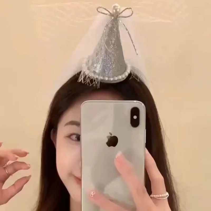 Pet Hat Mesh Ribbon Hair Clip Birthday Party Princess Hat Photo Decoration Props Dog Accessories for Small Dogs Puppy